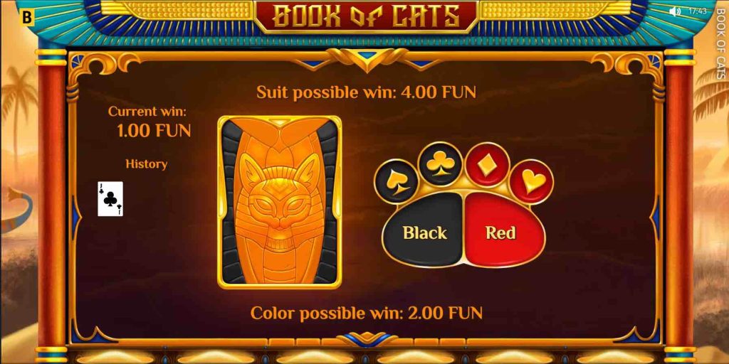 Book of Cats win gamble feature