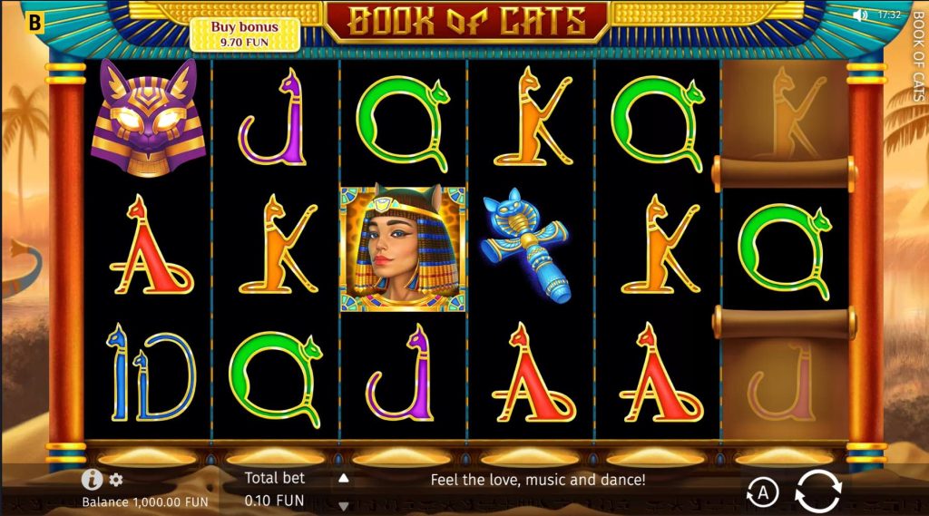 Book of cats slot main screen