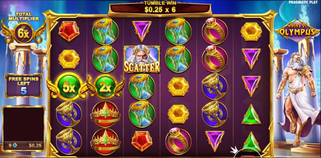 Gates of Olympus free spin multipler example