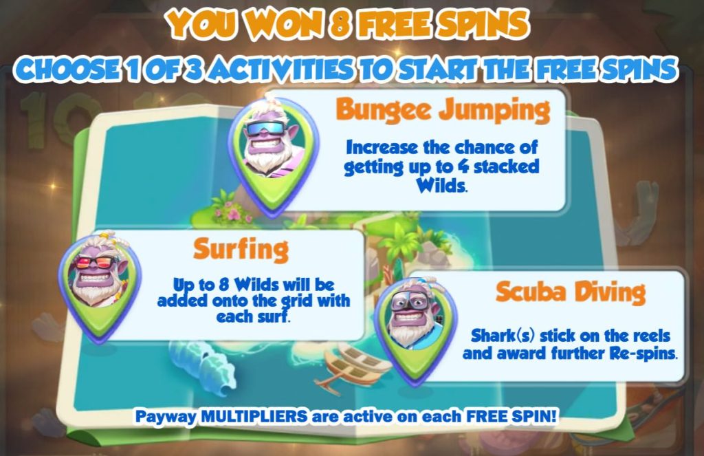Hotel Yeti way free spins bonus feature selection