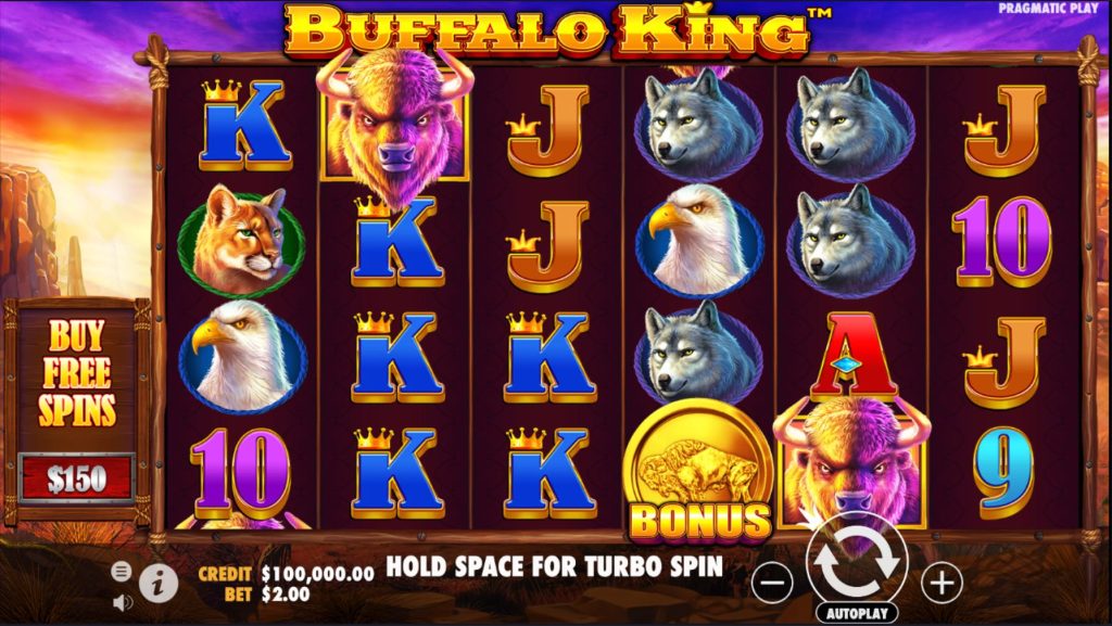 Buffalo King main slot screen