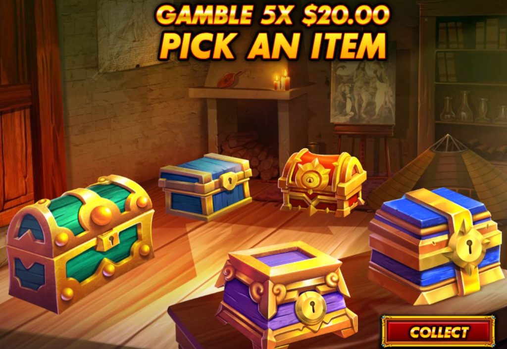 Da Vinci's Treasure bonus win gamble chests