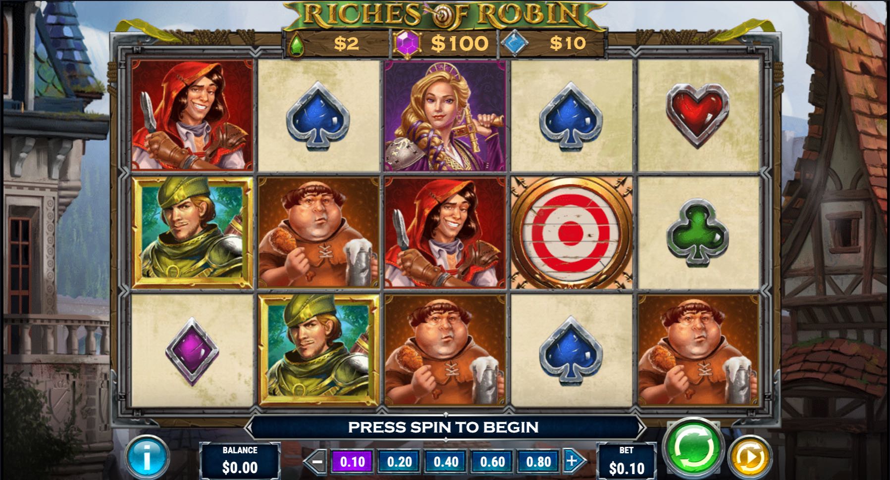 Riches of Robin main slot screen