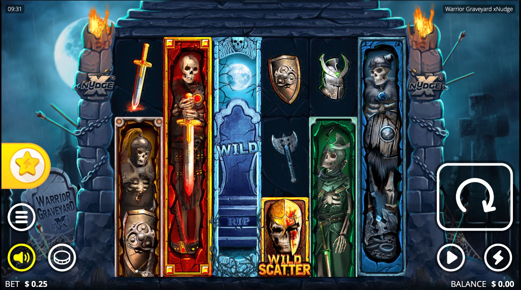 Warrior Graveyard main slot screen