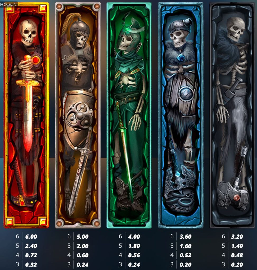 Warrior Graveyard paytable 2 premium symbols